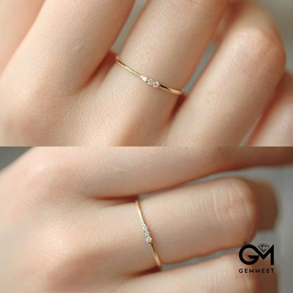 Light Luxury Gold Plated Fine Ring Small Zircon Ring