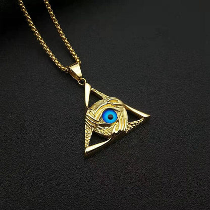 Men's Hip Hop Necklace Triangular Skull Demon Eye Pendant