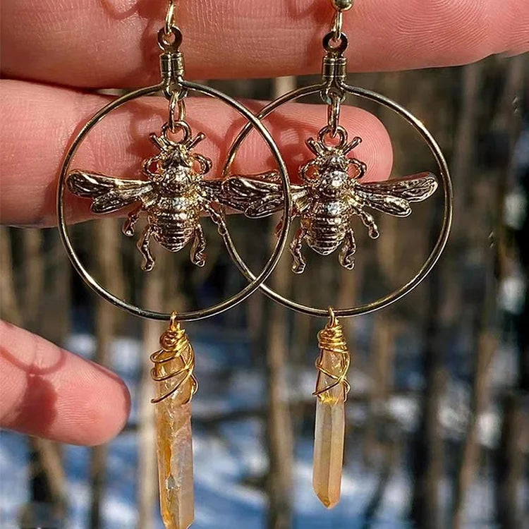 Natural Crystal Moon Star Mushroom Accessory Earrings