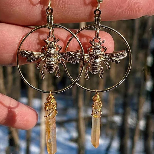 Natural Crystal Moon Star Mushroom Accessory Earrings