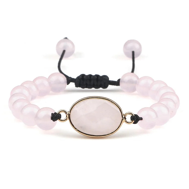 Rose Quartz Stone Beaded Opalite Bracelet