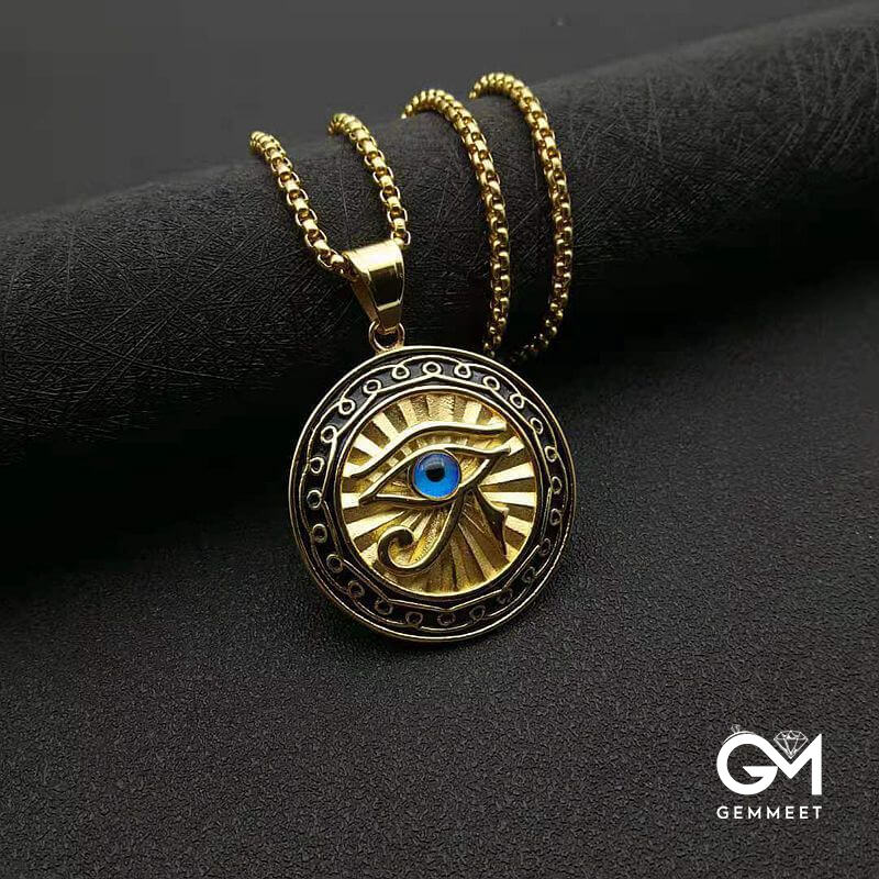 The Eye of Horus Gold Plated Blue Eye Necklace