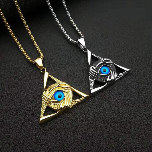 Men's Hip Hop Necklace Triangular Skull Demon Eye Pendant