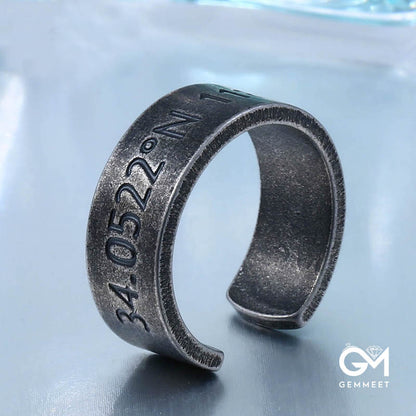 Titanium Steel Horizon Latitude and Longitude Ring