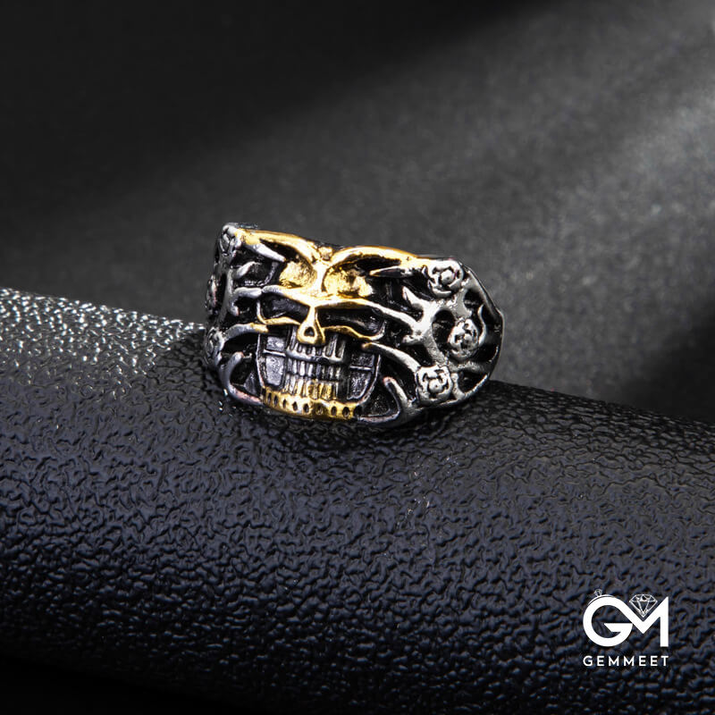 Gold Personality Skull Ghost Head Ring