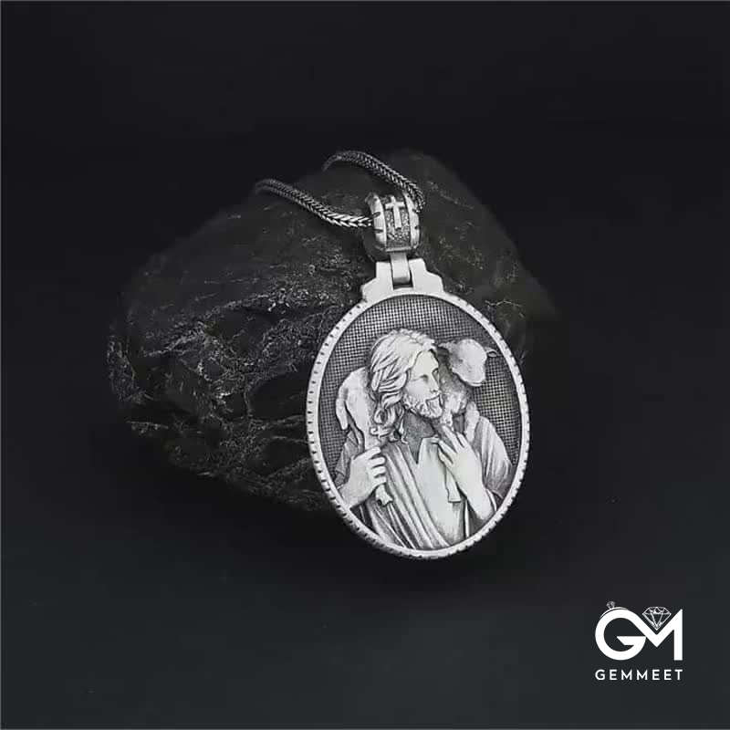 Men's Jesus And Sheep Christ Necklace