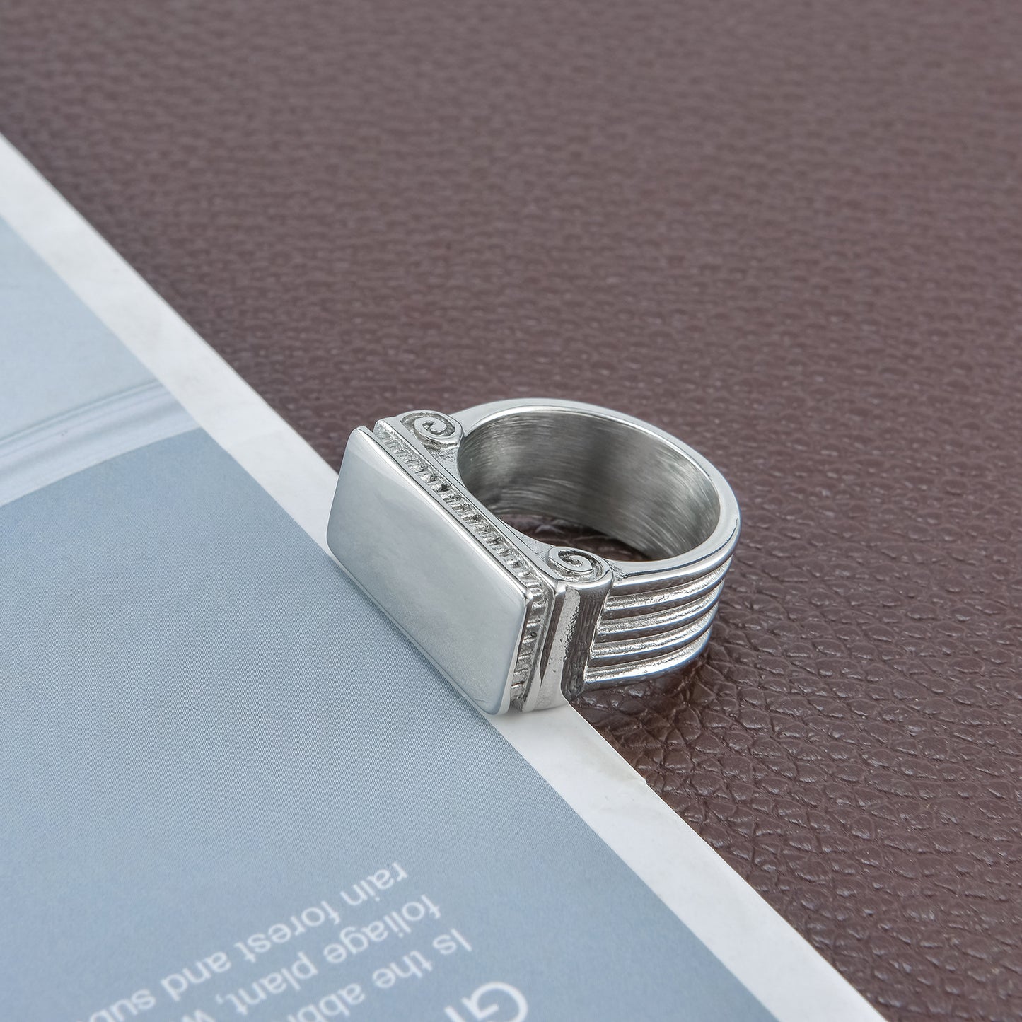 Stainless Steel Fashion Roman Column Smooth Ring