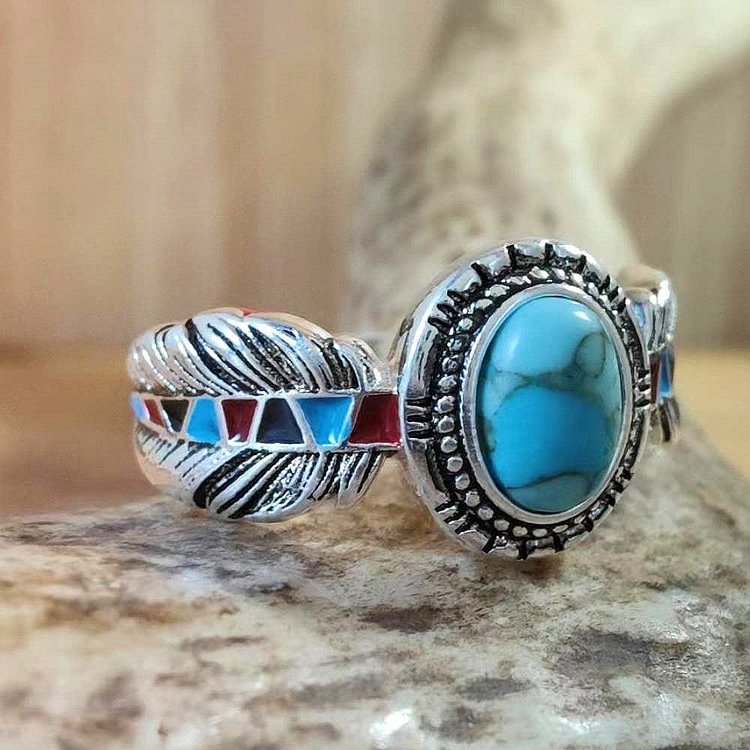 Turquoise Eagle Feather Ring