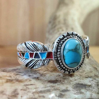 Turquoise Eagle Feather Ring