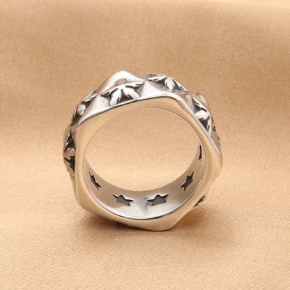 Polygonal Five-pointed Star Retro Trendy Men's Ring