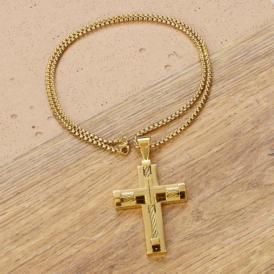 Jesus Christ Cross Pendant Stainless Steel Necklace