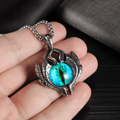 Titanium Steel Evil Eye Pendant Chain Necklace