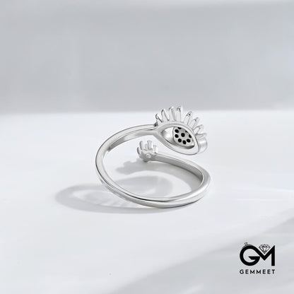 S925 Sterling Silver Devil's Eye Hollow Design Ring