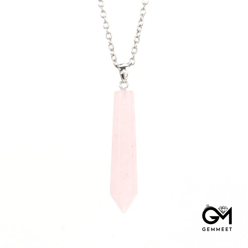 Pink Crystal Hexagon Pointy Pyramid Yoga Necklace