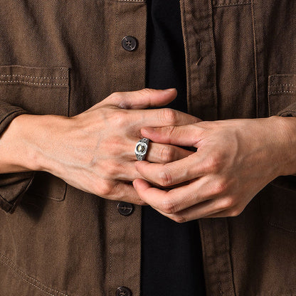 Golden Skull Rose Totem Adjustable Signet Ring