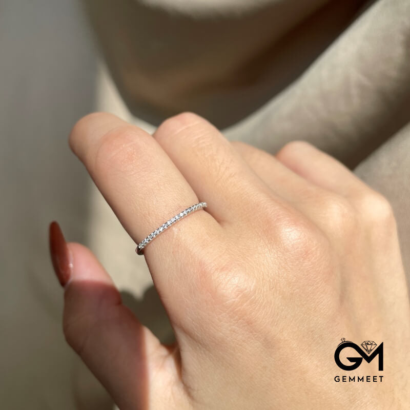 S925 Sterling Silver Row Small Zircon Ring