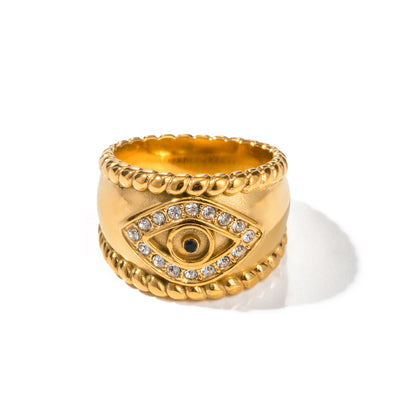 Evil Eye Punk Thick Band Ring