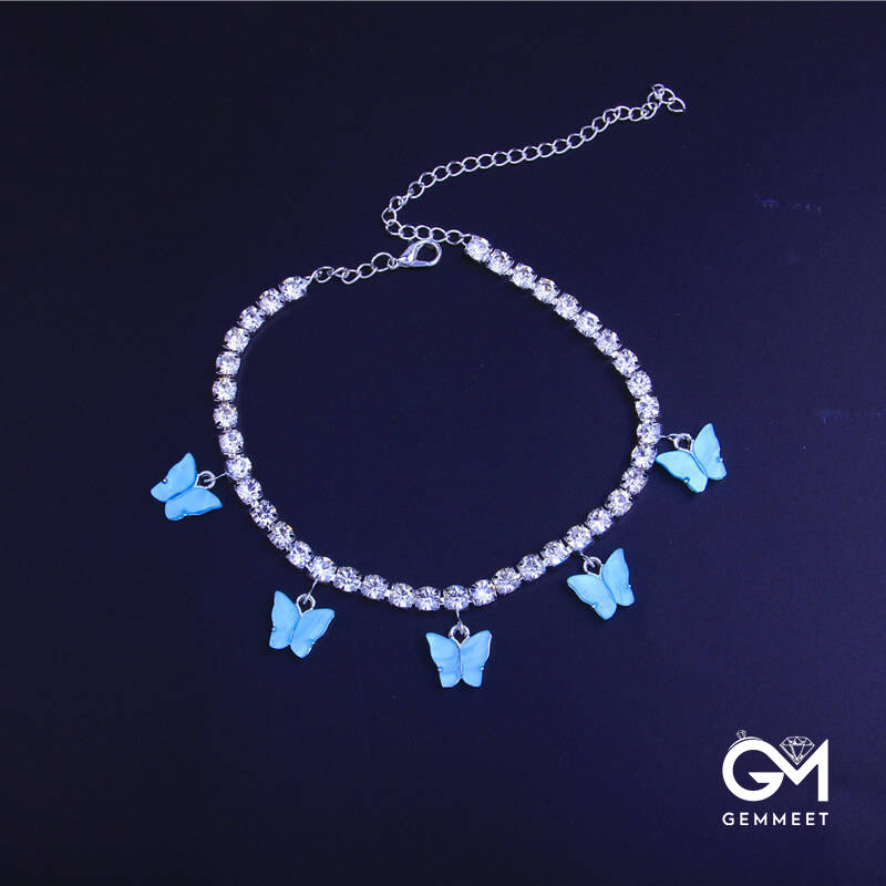 Beach Zircon Resin Butterfly Anklet