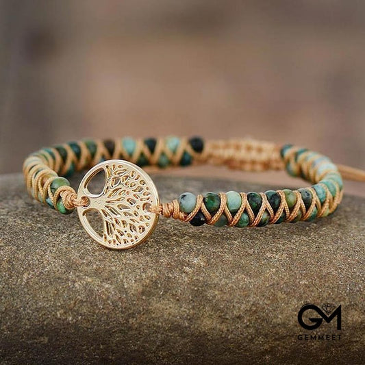 Turquoise Woven Bracelet From The Tree of Life