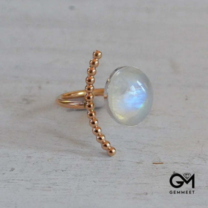 Moonstone Oval Stone Adjustable Ring