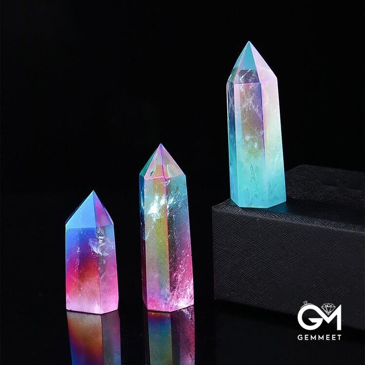 Pink Crystal with Aquamarine Crystal Wands Tower