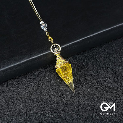 Crystal Resin Hexagonal Pyramid Pendulum