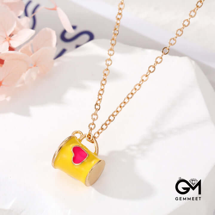 Creative Cute Colorful Heart Cup Necklace