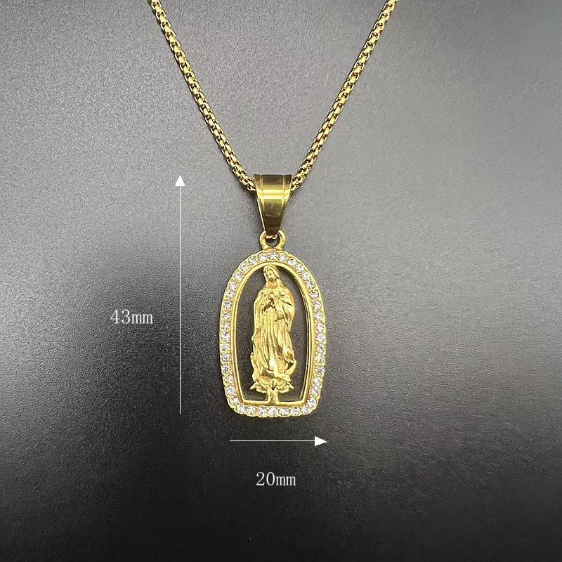 Hip Hop Gold Plated Zircon Virgin Mary Pendant