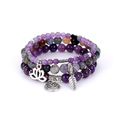 Bohemia Amethyst Tree of Life Lotus Leaf Symbol Bracelet