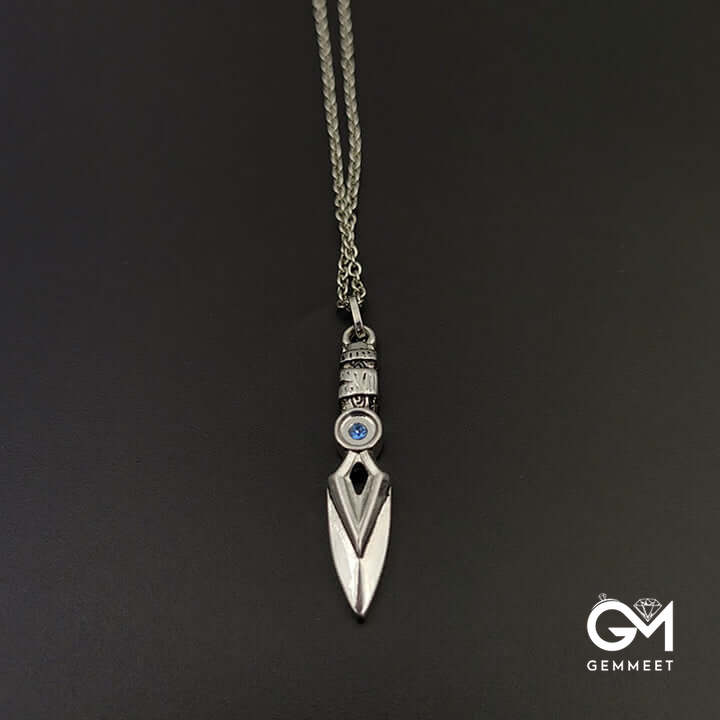 Game Cosplay Knife with Zircon Necklace