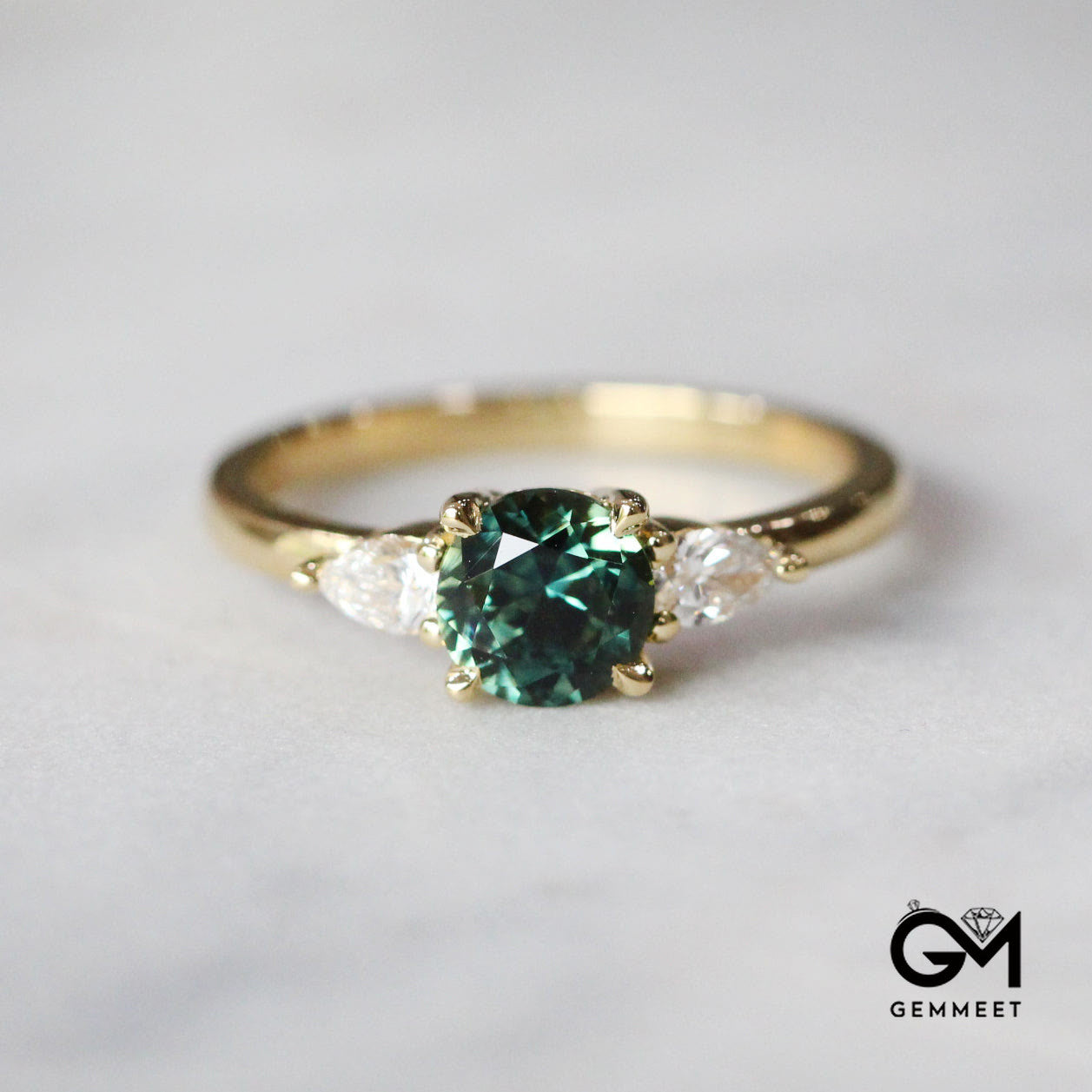 Emerald Zircon Engagement Ring