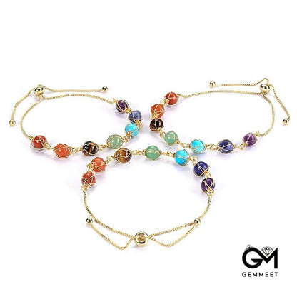 Chakra  Golden Color Adjustable Yoga Bracelet