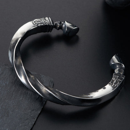 Vintage Black and White War Horse Horseshoe Bracelet