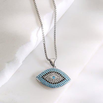 Full Colorful Stones Evil Eye Pendant Necklace