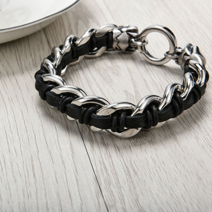 Halloween Vintage Titanium Steel Skull Braided Bracelet