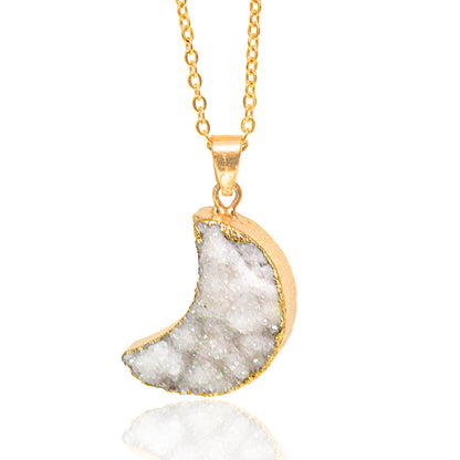 Natural Irregular Moon Shape Color Stone Necklace