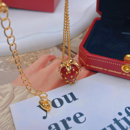 Beautiful Three-dimensional Red Strawberry Necklace