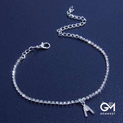 Letter A and S Alloy Zircon Anklet