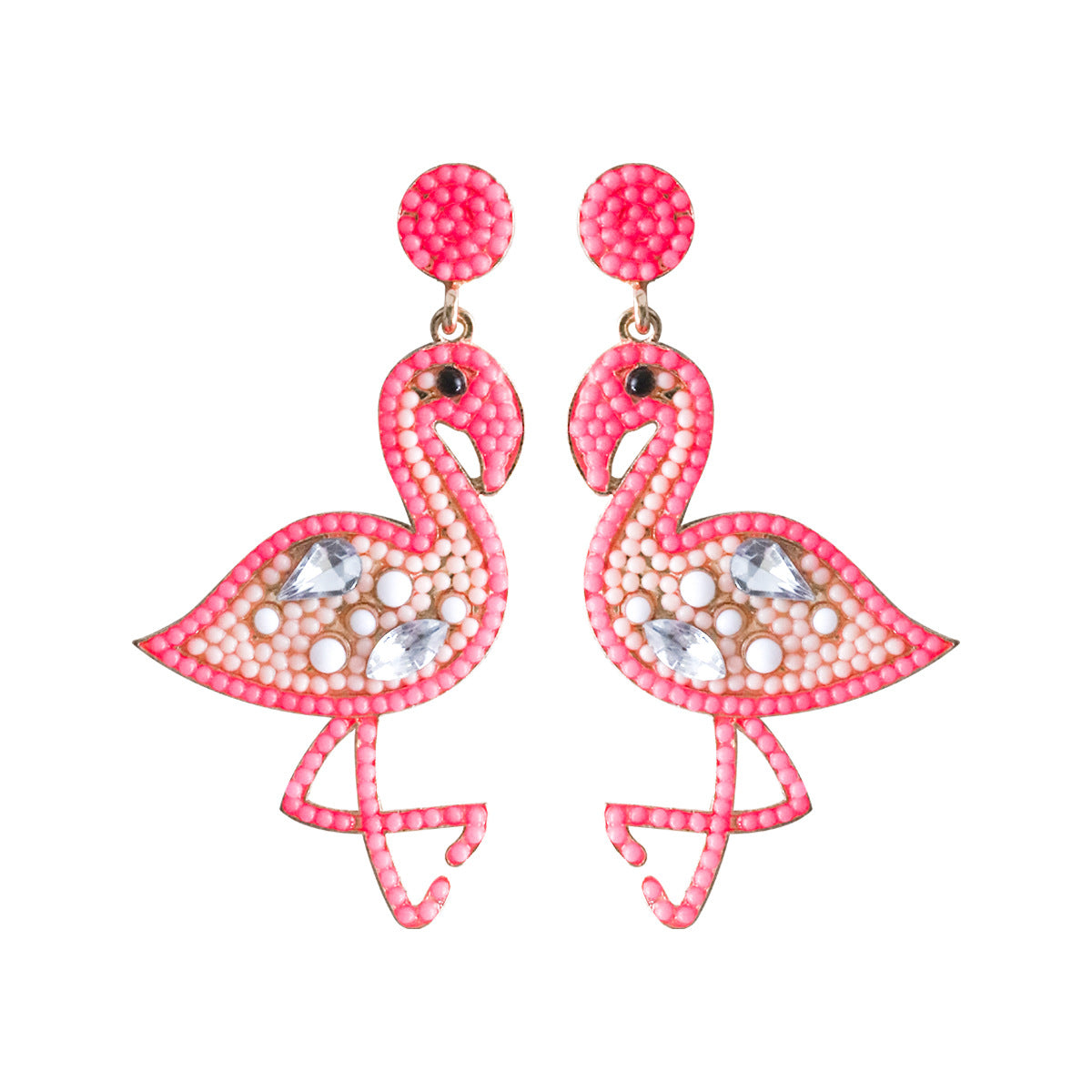 Cartoon Flamingo Creative Personalized Rice Beads Inlaid Zircon Earrings