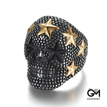 Titanium Steel American Flag Star Dotted Men's Ring