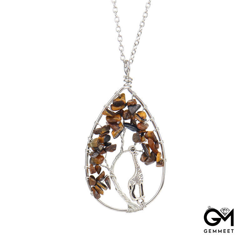 Copper Wire Wrapped Crystal Giraffe Necklace