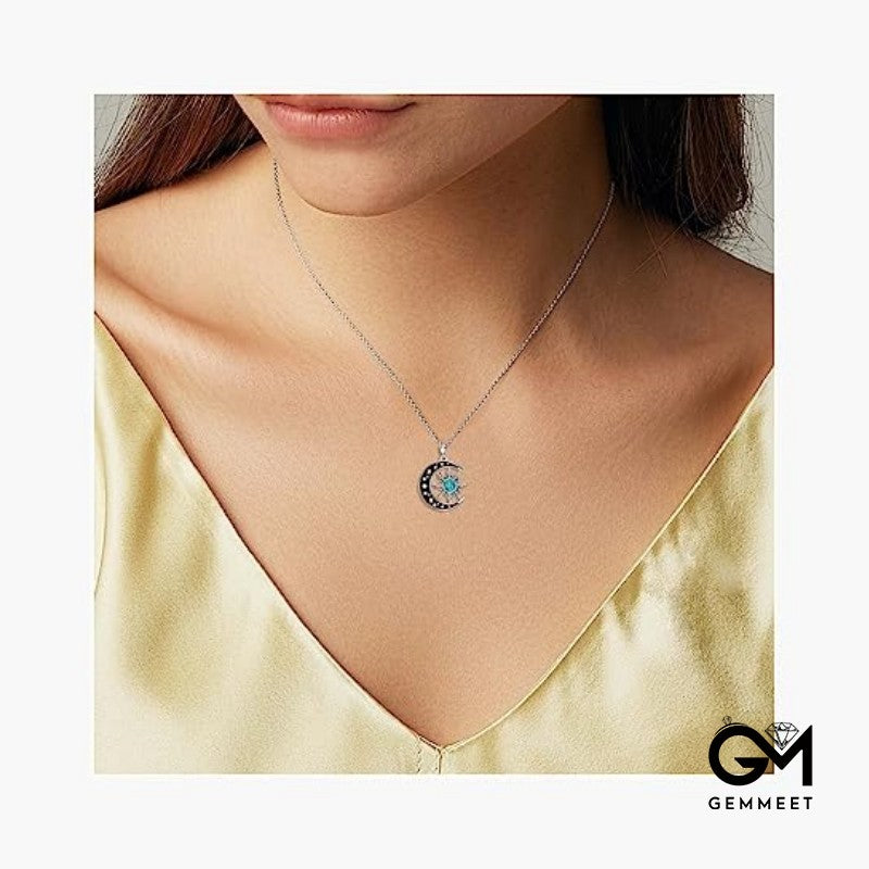 Turquoise Moon Sun Pendant Necklace