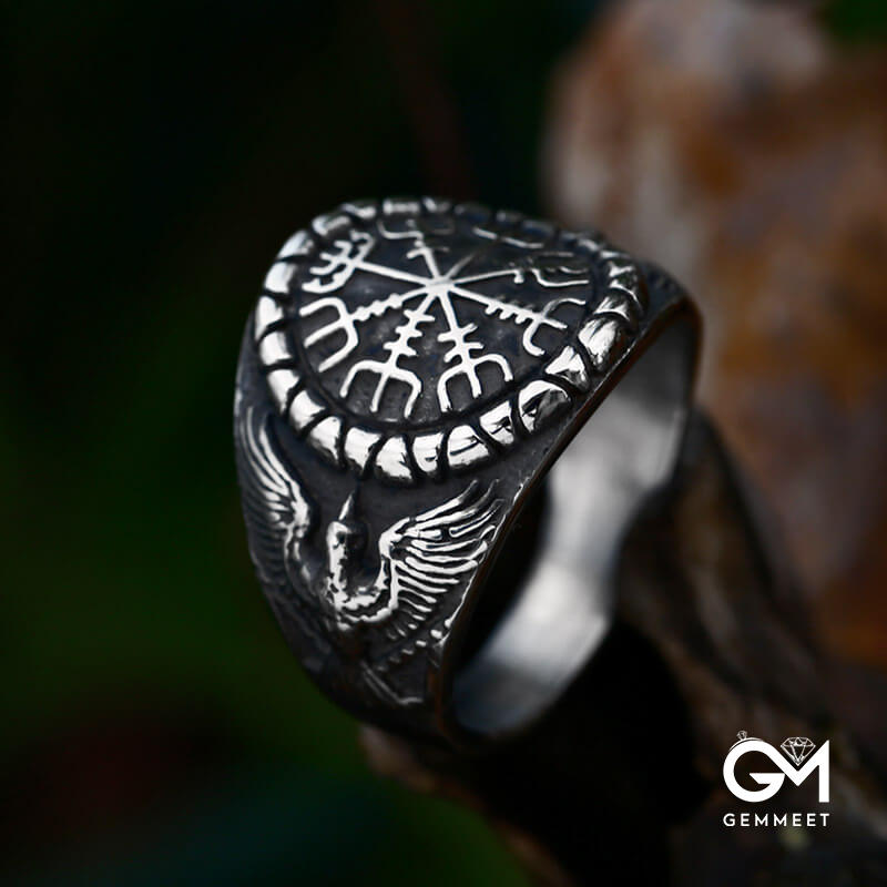 Vintage Titanium Steel Double Raven Ring