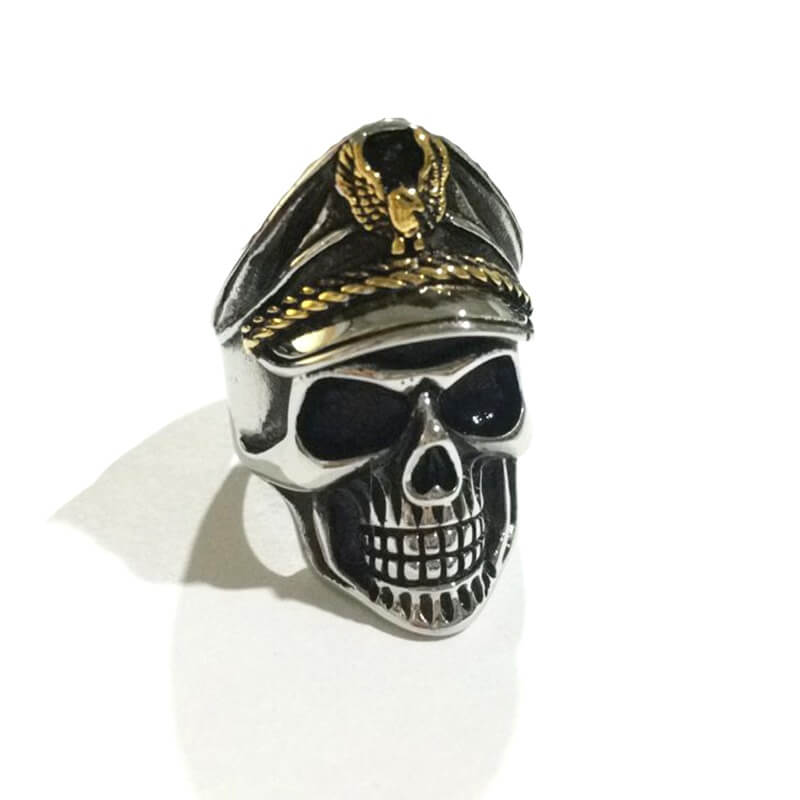 Navy Wind Eagle Skull Titanium Steel Ring