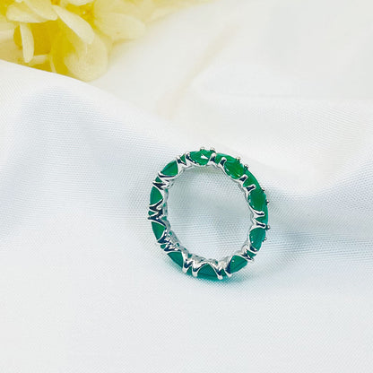 Simple Inlaid Green Zircon Ring