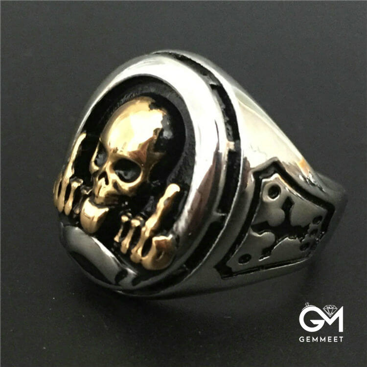 Punk Vintage Middle Finger Skull Ring