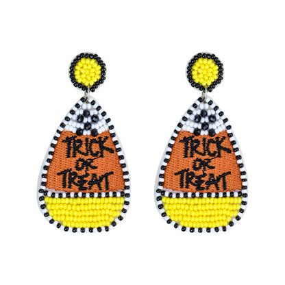 Halloween Funny Drop-shaped Letter Handmade Bead Earrings