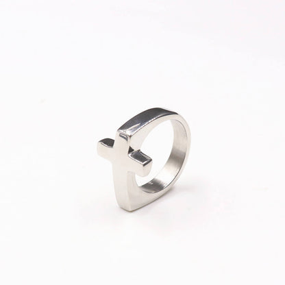 Fine Polished Cross Stainless Steel Ring