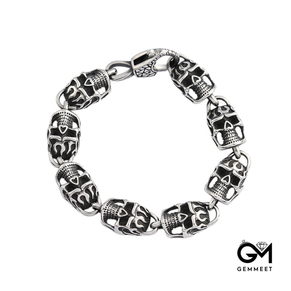 Punk Power Skull Titanium Steel Bracelet for Men