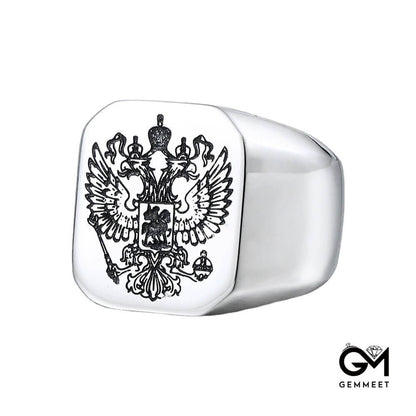 Stainless Steel Masonic Double-headed Eagle Ring